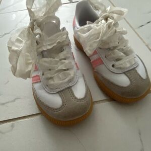 Kids White and Pink Sneakers